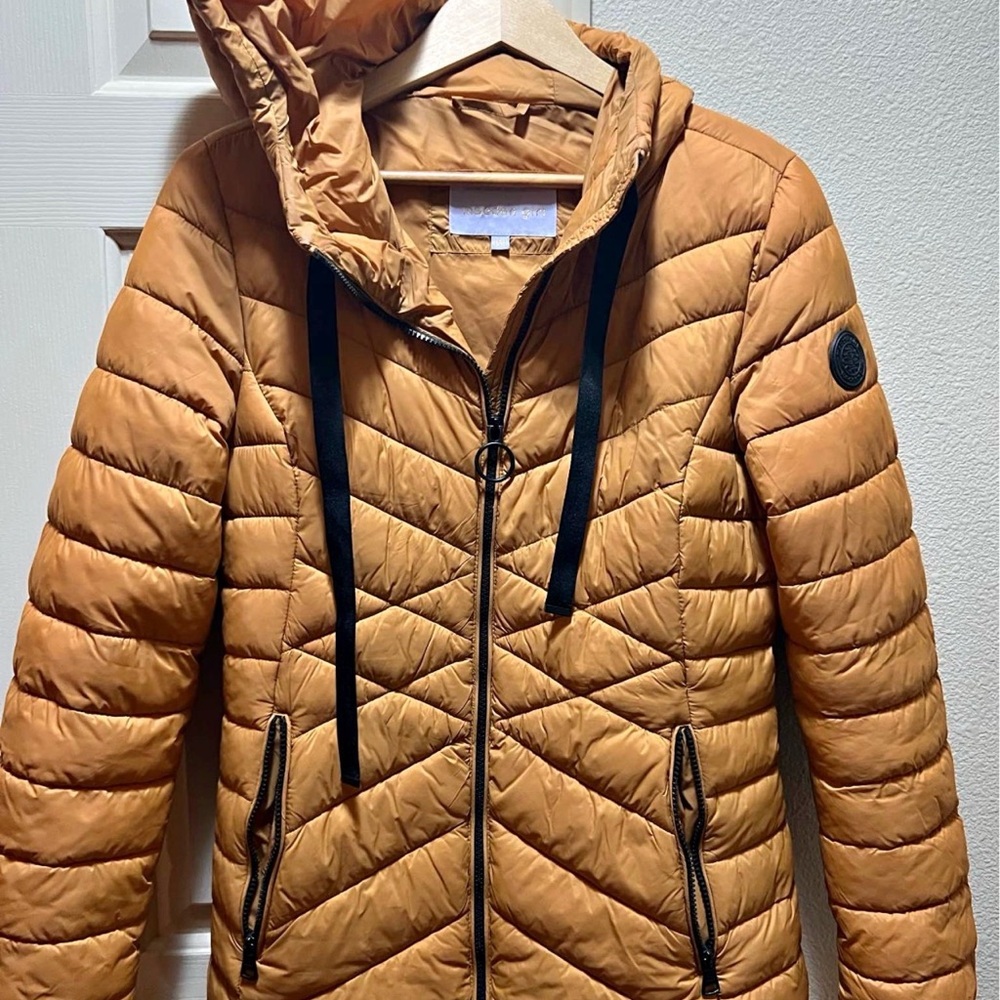 Madden Girl Mustard Hooded Puffer Jacket